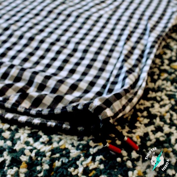 Collarless Short sleeve Flannel B&W shirt - Picture 2 of 4